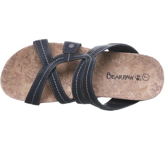 Bearpaw Kai II Slip On Sandals Black Womens 12 New‎ 2666W - Picture 3 of 5